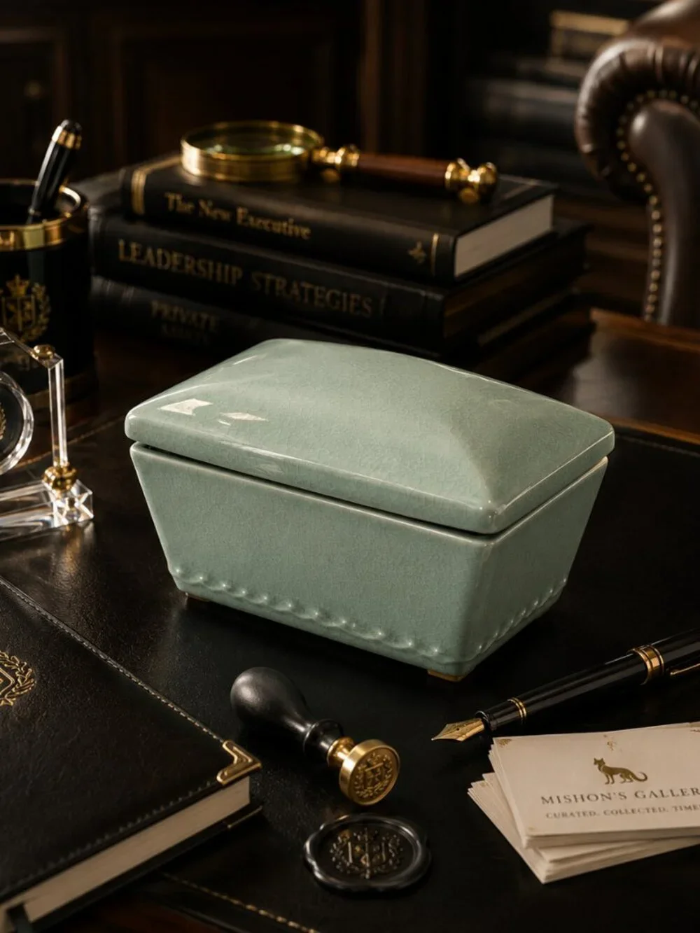 Pier 1 Celadon Crackle Keepsake Box NEW | Ceramic Jewelry Box Quiet Luxury Decor